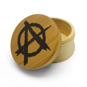 Wooden Decorative Jar with Lid – Anarchy Symbol