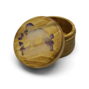 Wooden Decorative Jar With Lid – Ivory Skull