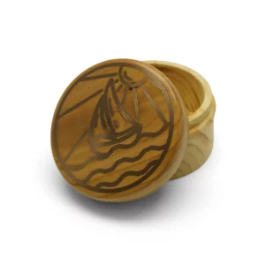 Wooden Decorative Jar with Lid – Bronze Boat