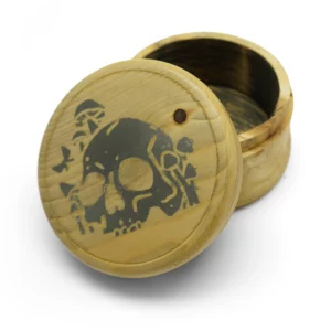 Wooden Decorative Jar With Lid – Aluminum Skull